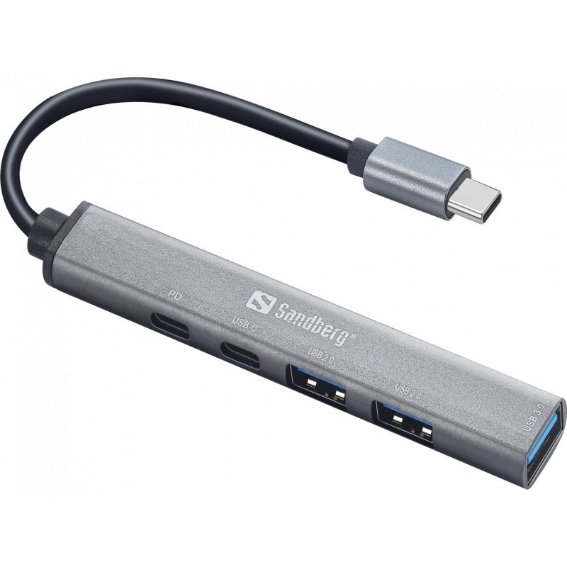 Sandberg USB-C to 3xUSB-A 2xUSB-C SAVER USB Type-C 5000 Mbit/s Gris