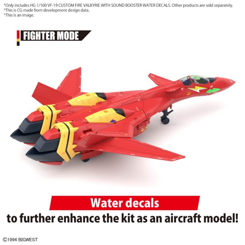 MACROSS - HG 1/100 VF-19 Custom Fire Valkyrie Water Decals - Model Kit