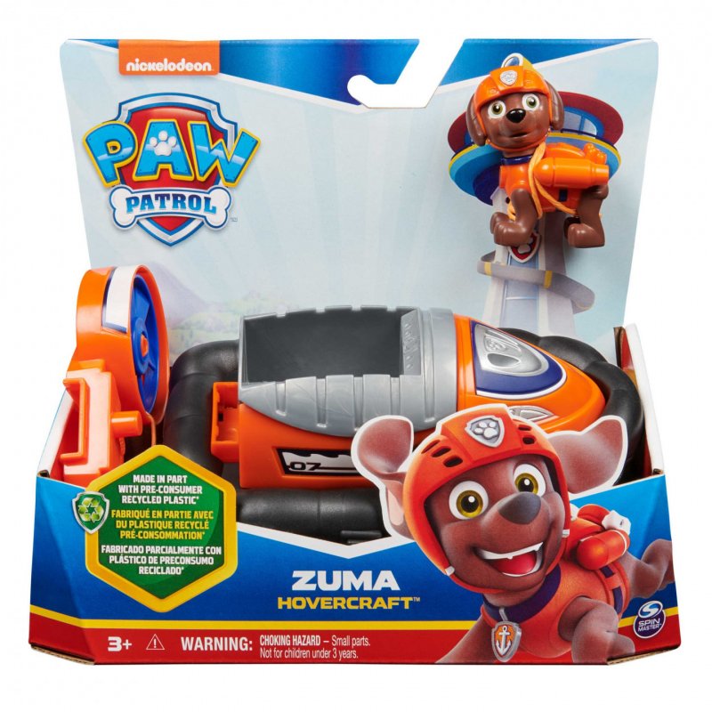 PAW Patrol , Zuma Hovercraft, Véhicule avec figurine articulée à collectionner, jouets respectueux de la planète