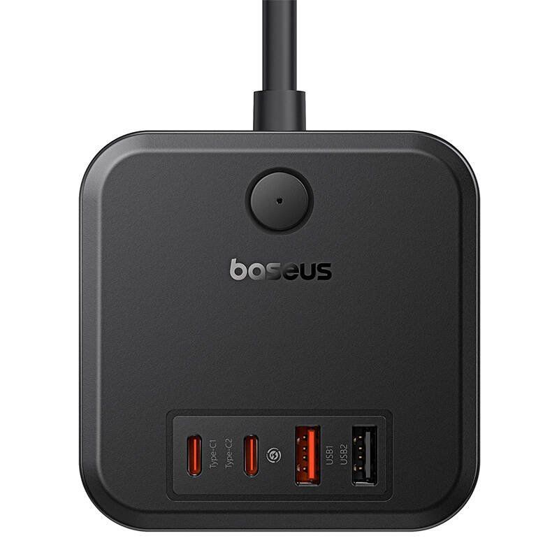 Wall charger Baseus PowerCombo 3AC 2U 2C 30W, 1.5m (black)