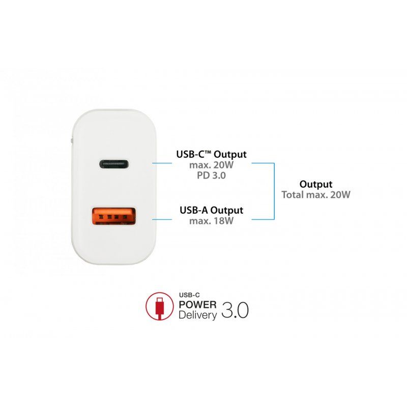 Alcasa PCA-W003W mobile device charger Other, Smartphone, Tablet, Universal White AC Fast charging