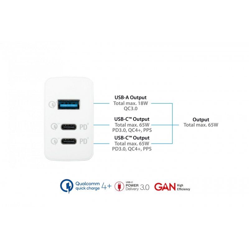 Alcasa PCA-W007W mobile device charger Universal White AC Fast charging Indoor