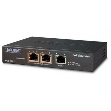 PLANET POE-E202 network extender Network transmitter & receiver Black 10, 100, 1000 Mbit/s