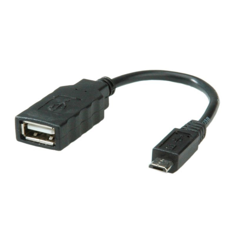 ROLINE Câble USB 2.0, USB A femellle - Micro USB B mâle, OTG 0,15 m