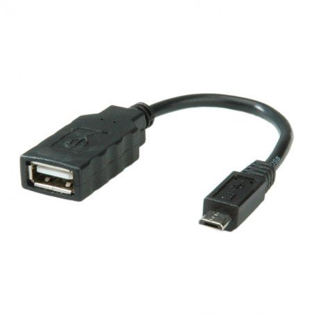 ROLINE Câble USB 2.0, USB A femellle - Micro USB B mâle, OTG 0,15 m
