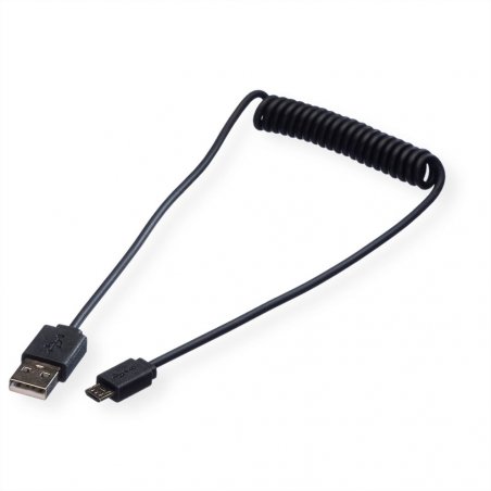 ROLINE USB2.0 Spirale, A-MicroB, 1m