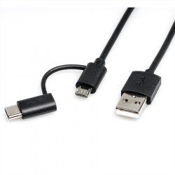 ROLINE 11028328 câble USB 1 m USB 2.0 USB A USB C/Micro-USB B Noir