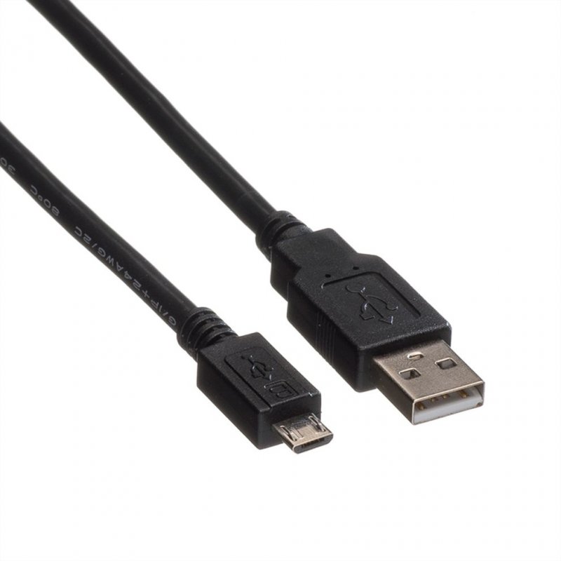 ROLINE 11.02.8752 USB cable 1.8 m USB 2.0 USB A Micro-USB B Black