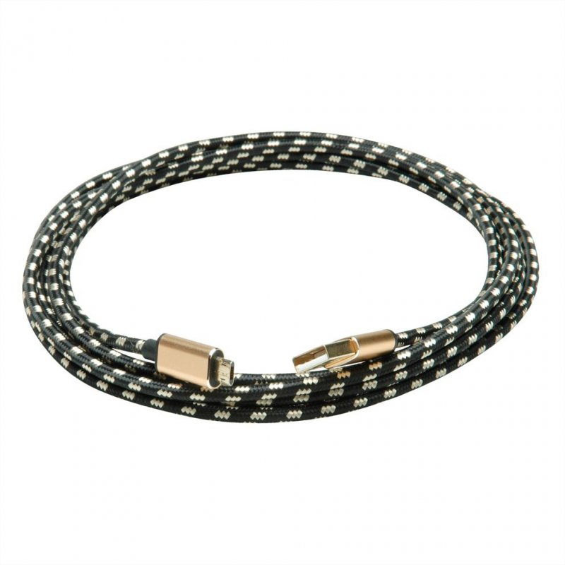 ROLINE 11.02.8819 câble USB 0,8 m USB 2.0 USB C Micro-USB B Noir, Or