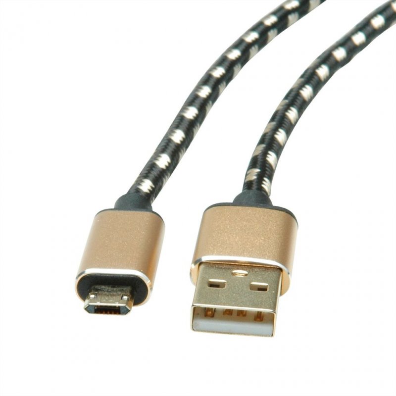 ROLINE 11.02.8820 USB cable 1.8 m USB 2.0 USB C Micro-USB B Black, Gold