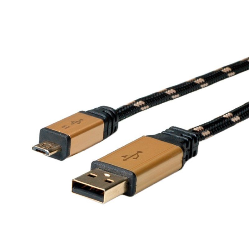 ROLINE GOLD Câble USB 2.0, USB A mâle - Micro USB B mâle 1,8m