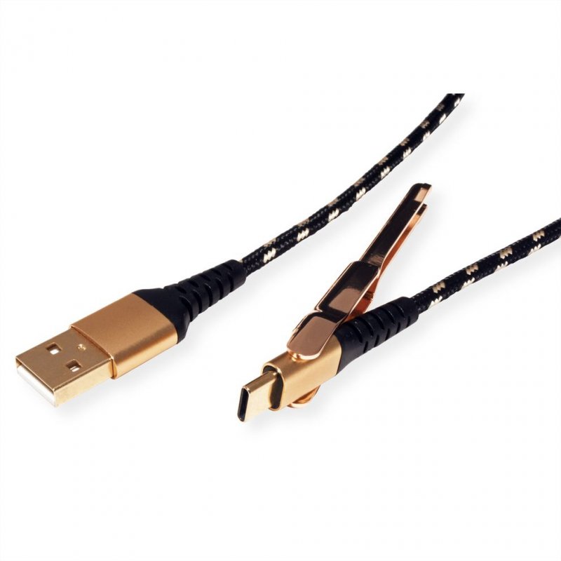 ROLINE 11.02.8920 USB cable 1 m USB 2.0 USB A USB C Black, Gold