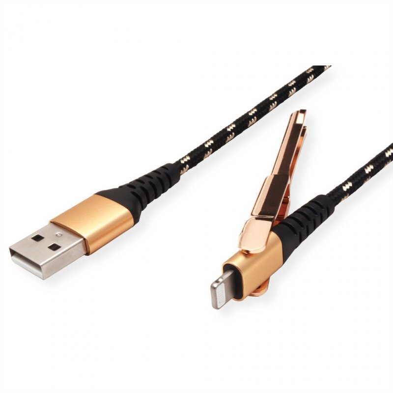 ROLINE 11.02.8923 lightning cable 1 m Black, Gold