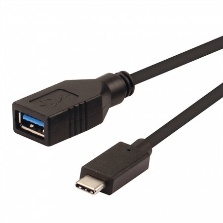 ROLINE Câble USB3.2 Gen1, Type C-A, M/F, OTG, noir, 0,15m