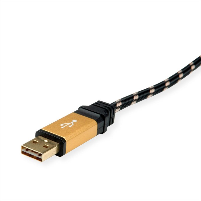 ROLINE 11.02.9060 USB cable 0.8 m USB 2.0 USB A USB C Black, Gold