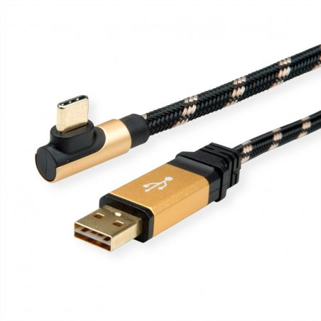 ROLINE GOLD Cbl USB2,A rev-C 90°,MM,1.8m