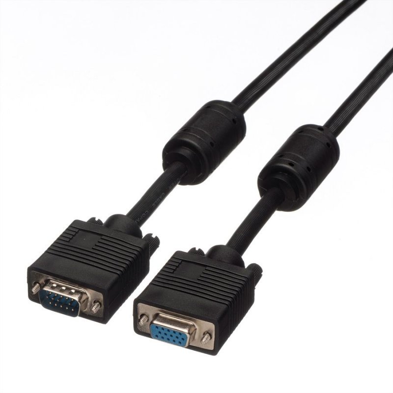ROLINE HQ VGA Cable with Ferrite, HD15 M - HD15 F 3 m