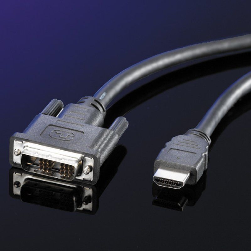 ROLINE DVI Cable, DVI (18 1) M - HDMI M 1 m