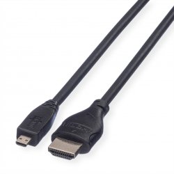 ROLINE Câble HDMI HS Eth.,A-D, M/M, 2m