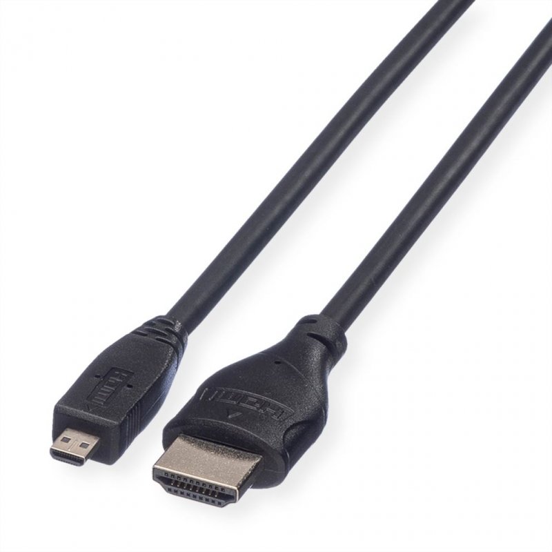 ROLINE Câble HDMI HS Eth.,A-D, M/M, 2m