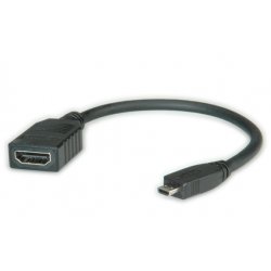 ROLINE Câble HDMI High Speed avec Ethernet, HDMI F - Micro HDMI M 0,15m