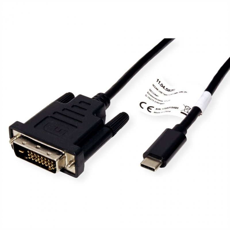 ROLINE Câble ad. USB Type C-DVI,M/M,2m