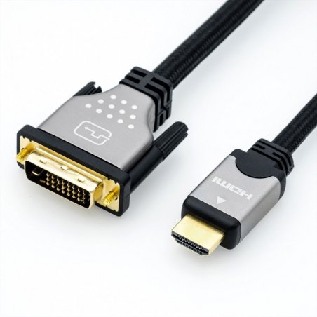 ROLINE 11.04.5873 câble vidéo et adaptateur 5 m HDMI DVI Noir, Argent