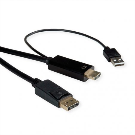 ROLINE 11.04.5992 câble vidéo et adaptateur 2 m HDMI USB DisplayPort Noir