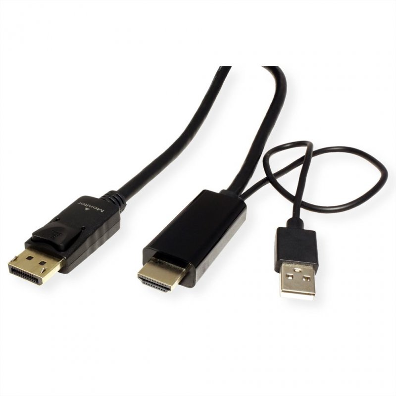 ROLINE Câble UltraHD HDMI à DP, HDMI - DP v1.2, M/M, 3m