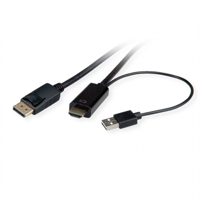 ROLINE Câble UltraHD HDMI à DP, HDMI - DP v1.2, M/M, 3m