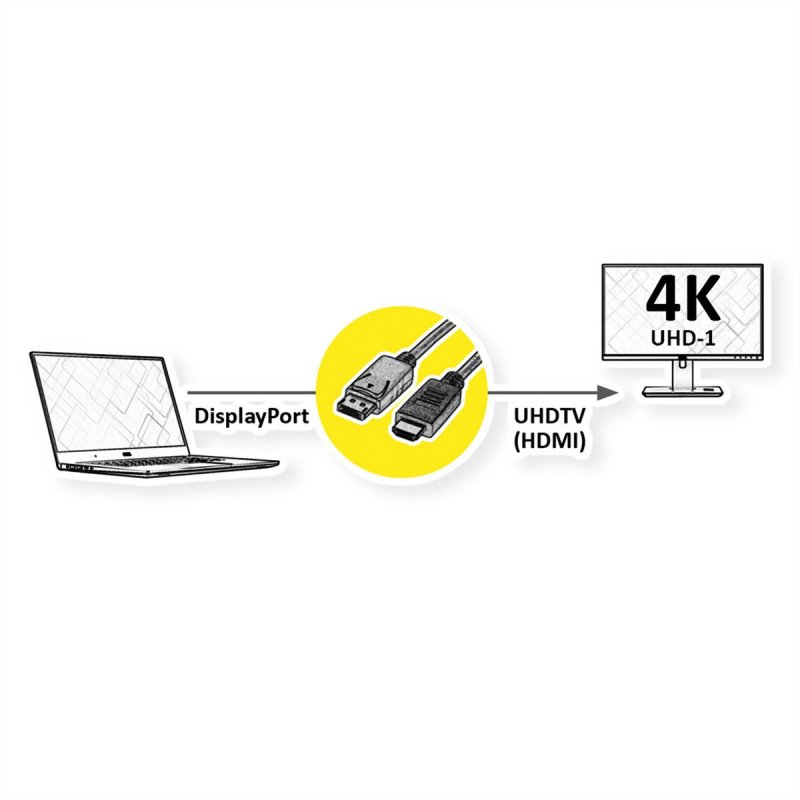 ROLINE 11.04.5995-10 1 m DisplayPort HDMI Noir