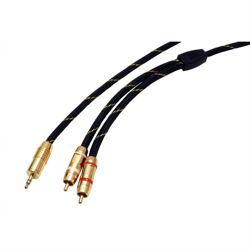 ROLINE GOLD Audio Connection Cable 3.5mm Stereo - 2 x Cinch (RCA), Male - Male 5.0m