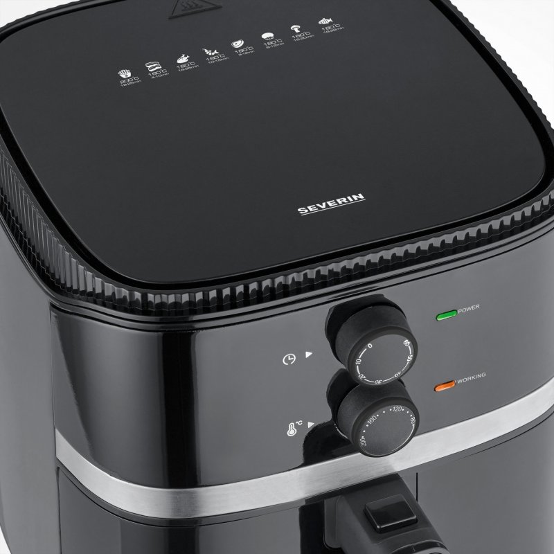 Severin FR 2452 fryer Single 4.3 L Stand-alone 1500 W Hot air fryer Black, Silver