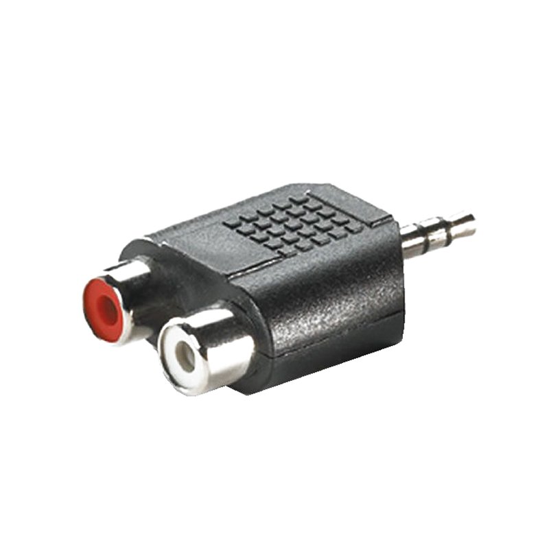 Adj 3.5mm Adapter, 1x 3.5mm M to 2x RCA F