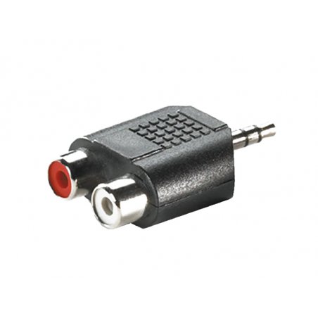 Adj 3.5mm Adapter, 1x 3.5mm M to 2x RCA F
