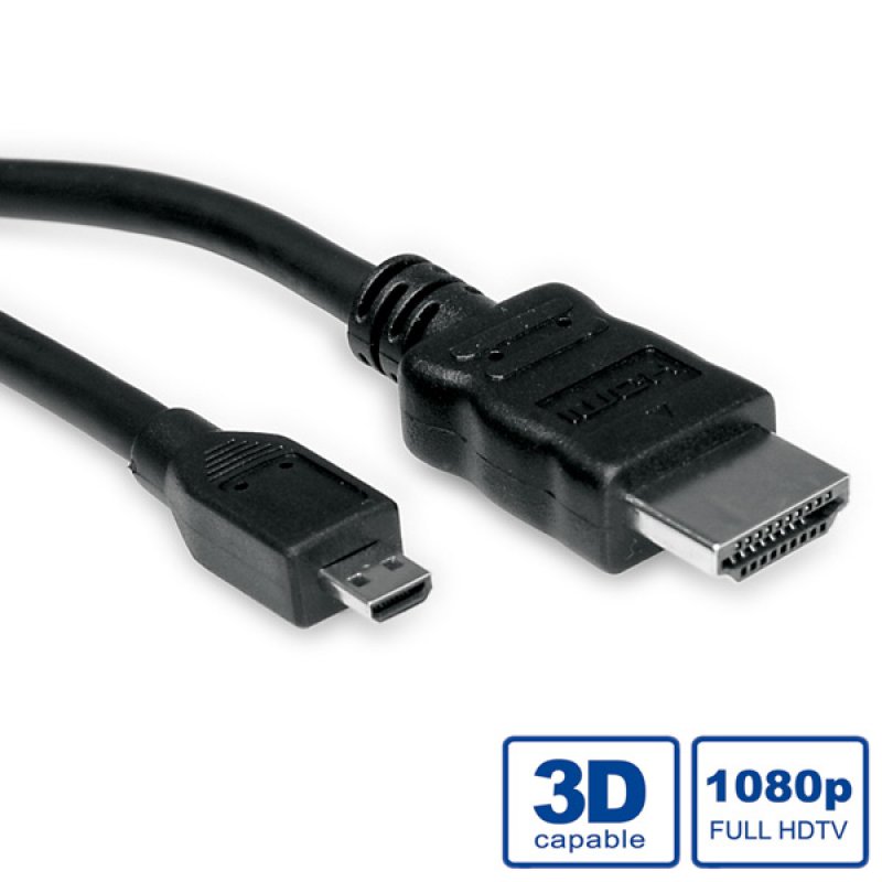 VALUE Câble HDMI HS Eth.,A-D, M/M, 2m