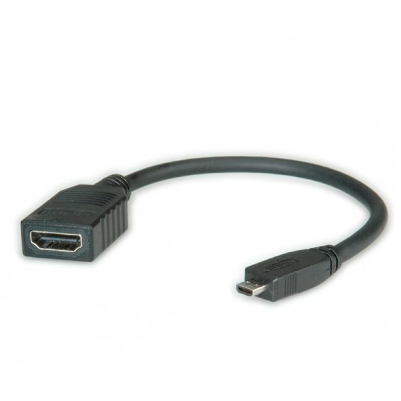 Value Câble HDMI High Speed avec Ethernet, HDMI F - Micro HDMI M 0,15m