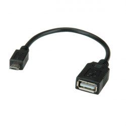 Value USB 2.0 Cable, A - Micro B, F/M, OTG 0.15 m