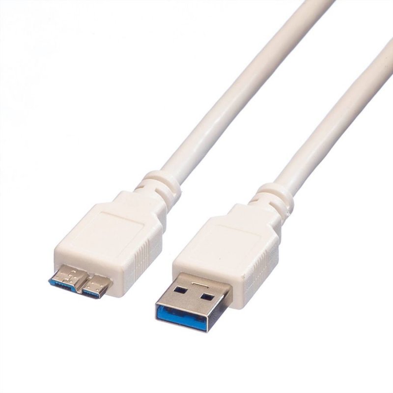 VALUE Câble USB3.2 Gen1, A - MicroB, M/M, blanc, 0,8 m