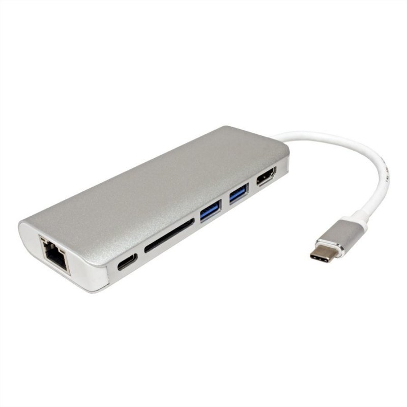 ROLINE 12.02.1037 laptop dock/port replicator Wired USB 3.2 Gen 1 (3.1 Gen 1) Type-C Silver