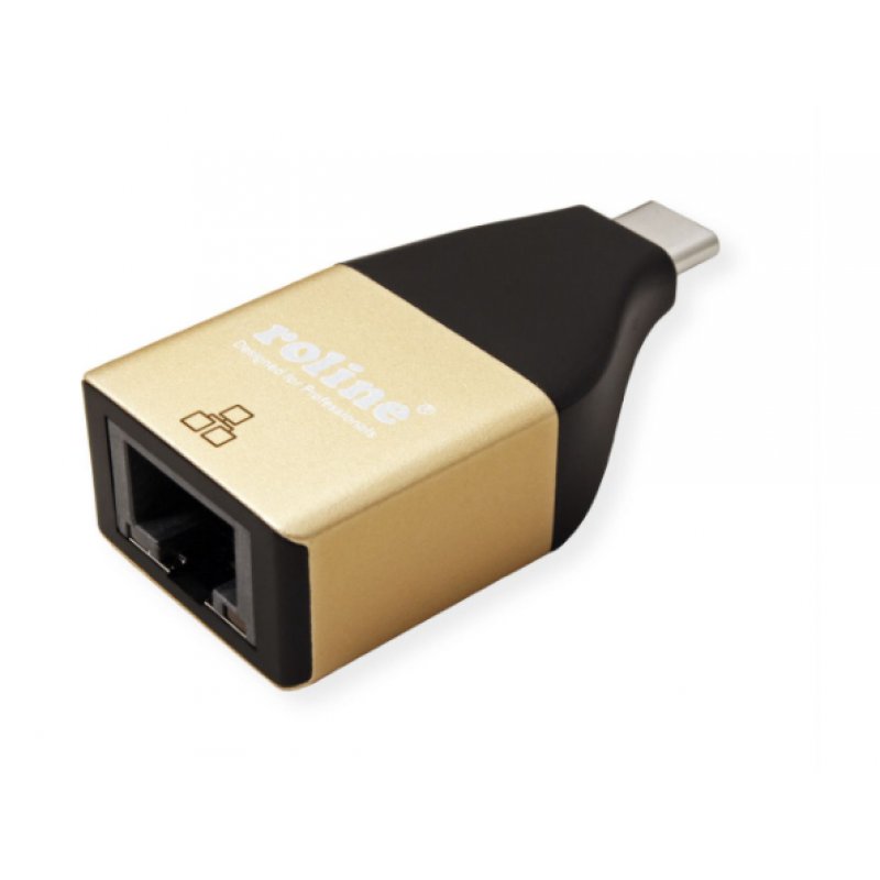 ROLINE 12.02.1111 changeur de genre de câble USB Type C RJ-45 Noir, Or
