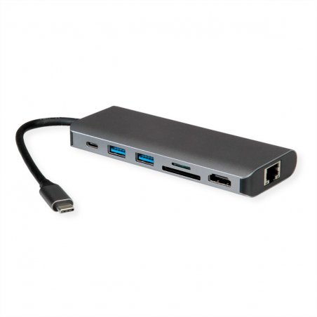 ROLINE 12021123 station d'accueil Avec fil USB 3.2 Gen 1 (3.1 Gen 1) Type-C Gris