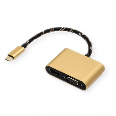 ROLINE 12.03.3165 USB graphics adapter Black, Gold