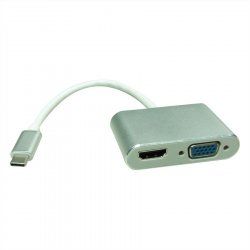 ROLINE 12033215 0.1 m USB Type-C HDMI VGA (D-Sub) Silver