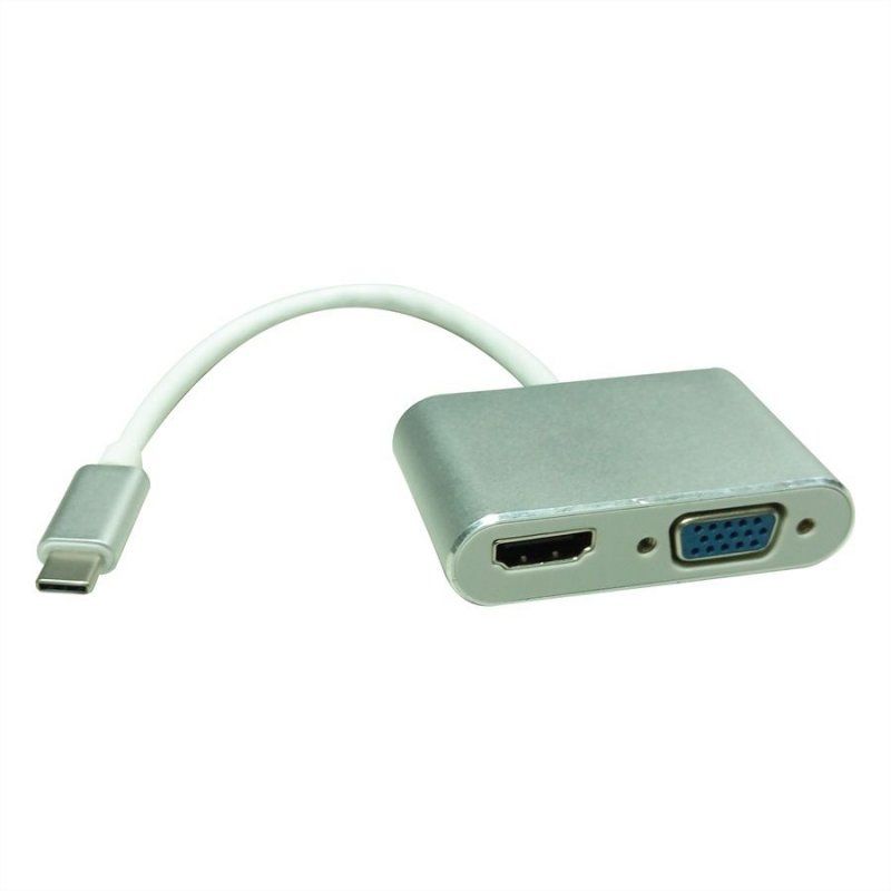 ROLINE 12033215 0,1 m USB Type-C HDMI VGA (D-Sub) Argent