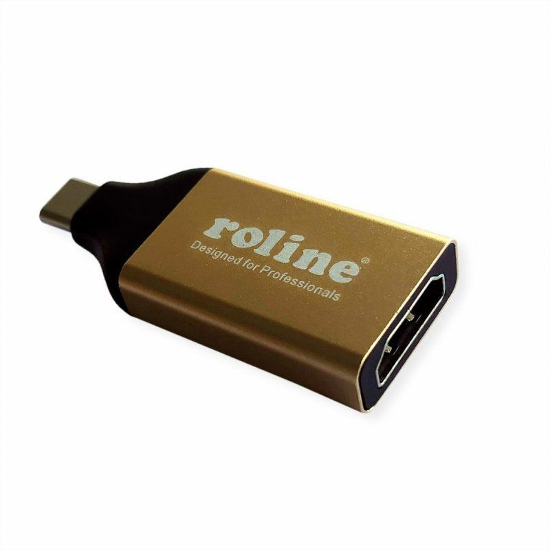 ROLINE 12.03.3231 câble vidéo et adaptateur USB Type-C HDMI Noir, Or