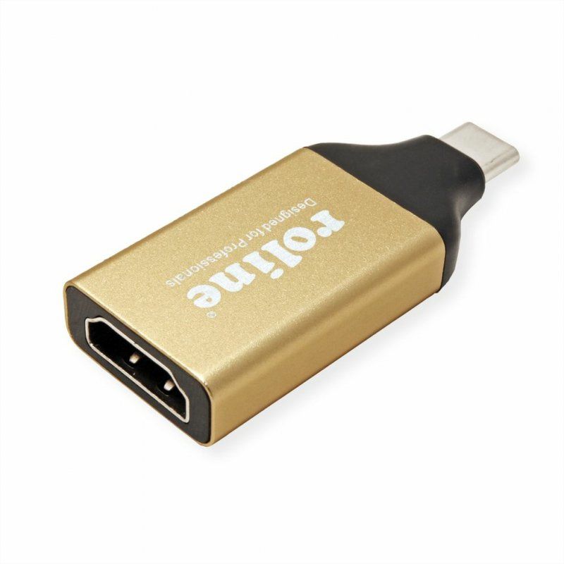 ROLINE 12.03.3231 câble vidéo et adaptateur USB Type-C HDMI Noir, Or