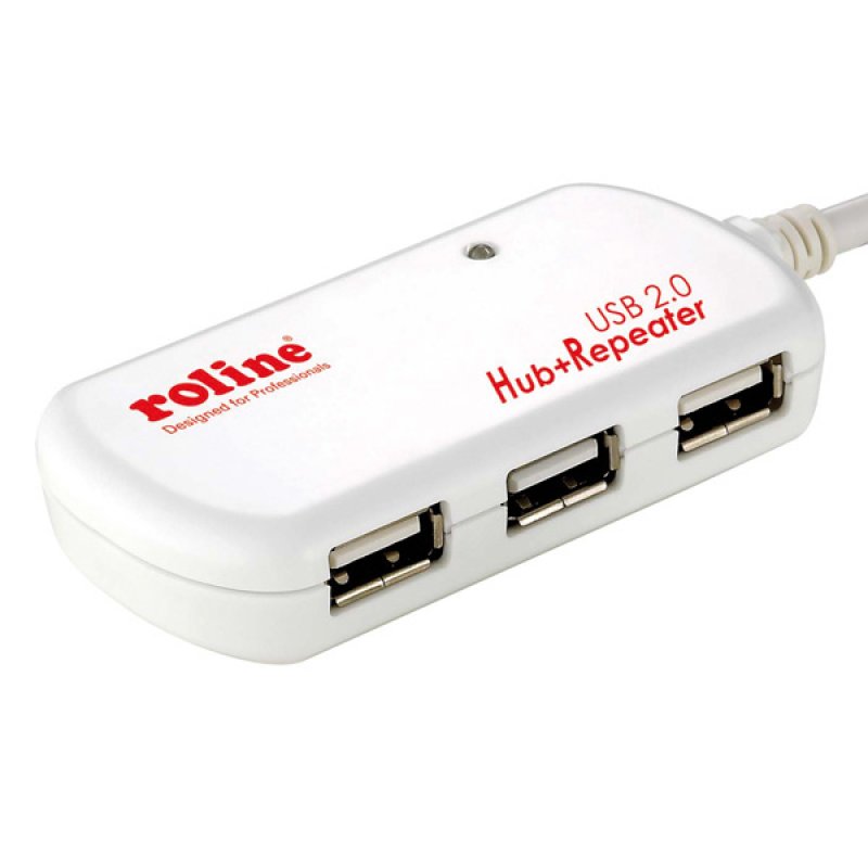 ROLINE Hub USB2.0 4x avec Rep., 12m