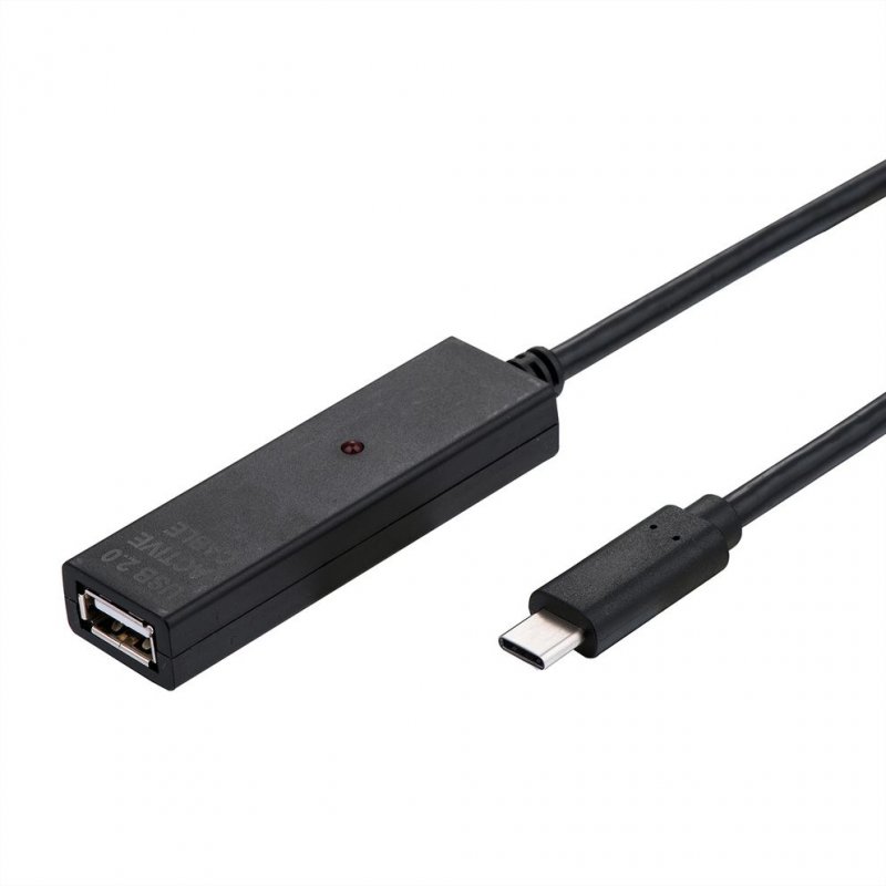 Value 12.99.1114 USB cable 20 m USB 2.0 USB A USB C Black