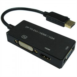 Value 12993153 0.1 m DisplayPort VGA (D-Sub) HDMI DVI Black